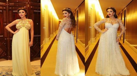 صورميريام فارس أناقة لا تضاهى بفساتين الحمل الطويلة