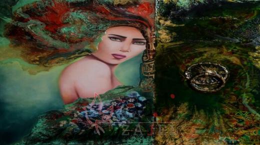 لوحة فنية بعنوان فاصل بين عالمين من ابداع سناء هيشري