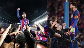 احتفال ميسي مع برشلونة لتحقيقه بطولة الدوري الاسباني