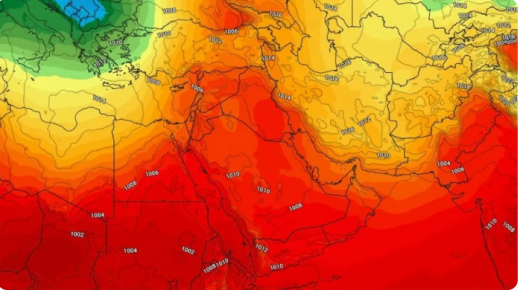مركز القبة الحرارية يقترب بشكل كبير من الأردن بهذا الموعد