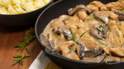 طريقة عمل دجاج بالفطر والكريمة