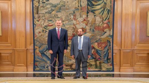 ملك إسبانيا يستقبل حاكم الشارقة في قصر زارزويلا بمدريد