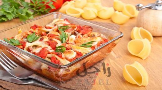 مكرونة صدف بالجبن والسبانخ