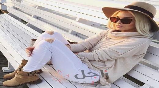 الجينز الأبيض موضة شتاء 2020